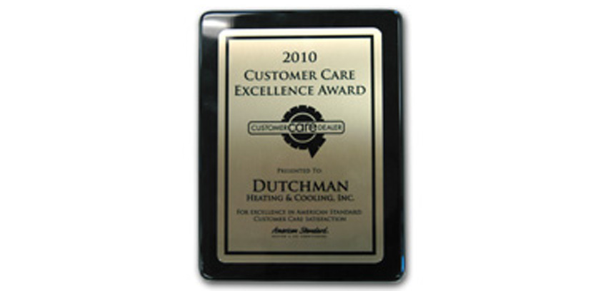 American Standard 2010 Customer Care Excellence Award