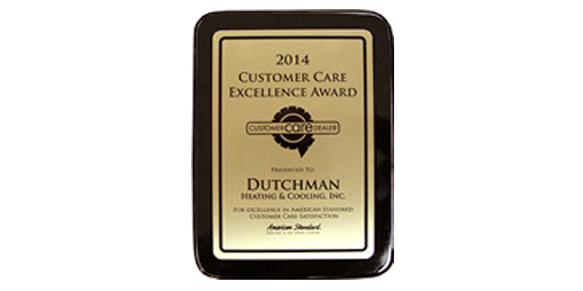 American Standard 2014 Customer Care Excellence Award