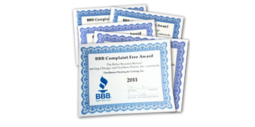 Better Business Bureau Complaint Free Award
